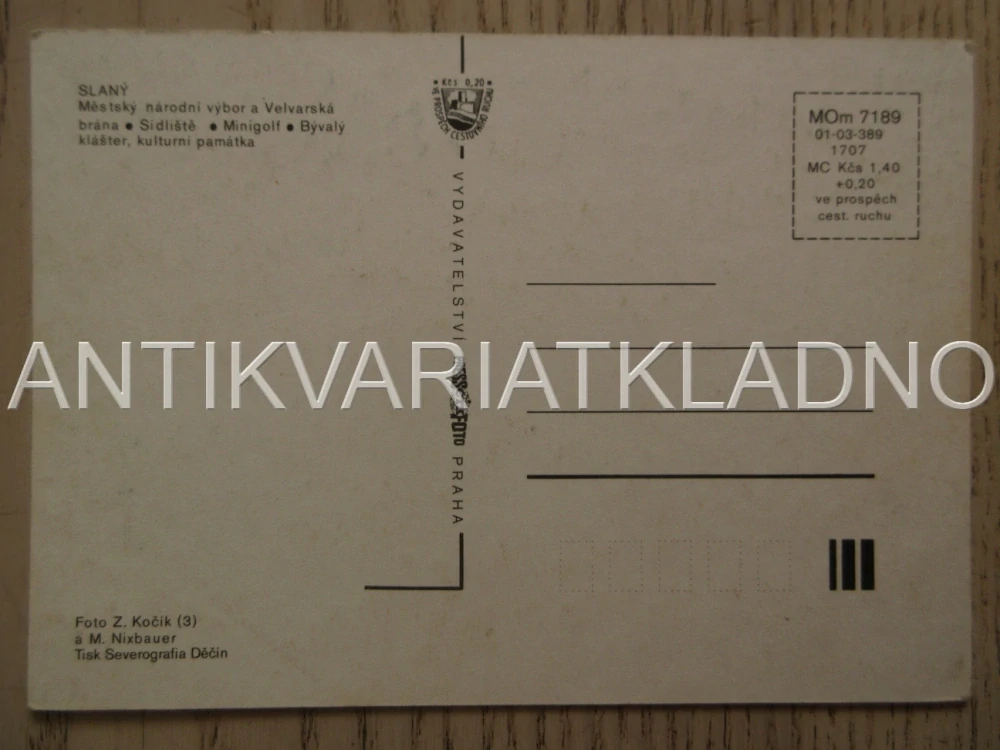 SLANÝ, MĚTSKÝ NÁRODNÍ VÝBOR, SÍDLIŠTĚ, MINIGOLF, VELVARSKÁ BRÁNA, HUSOVA ULICE, OKRES KLADNO, POHLEDNICE 734