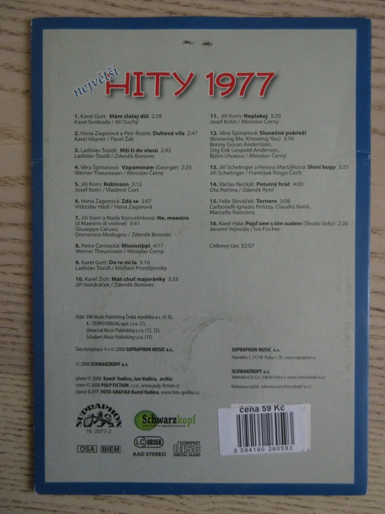 NEJVĚTŠÍ HITY 1977,  CD HUDBA