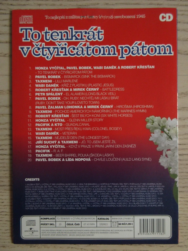 TO TENKRÁT V ČTYŘICÁTOMPÁTOM, HJONZA VYČÍTAL, P. BOBEK, WABI DANĚK, AJ., CD HUDBA