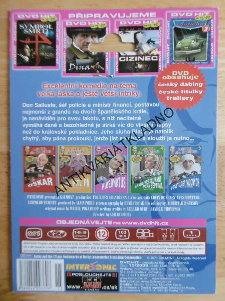 POŠETILOST MOCNÝCH, LOUIS DE FUNES, 5., DVD FILM