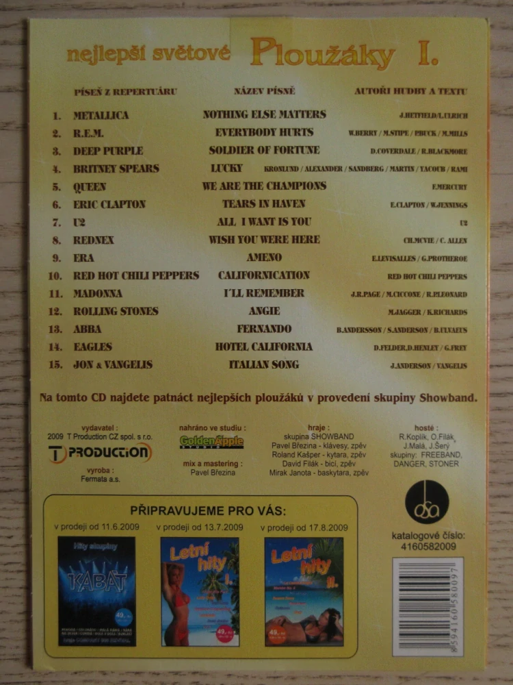 NEJLEPŠÍ SVĚTOVÉ PLOUŽÁKY 1., METALLICA, R.E.M., U2, ABBA, QUEEN, AJ., CD HUDBA