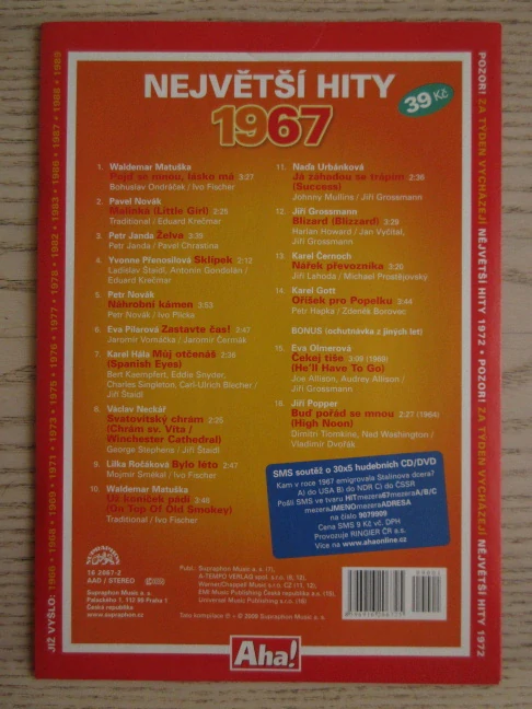 NEJVĚTŠÍ HITY 1967,  CD HUDBA