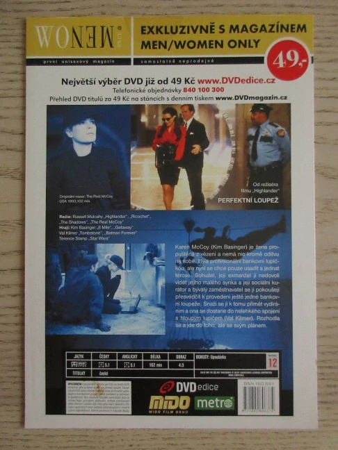 PERFEKTNÍ LOUPEŽ, K. BASINGER, V. KILMER, DVD FILM