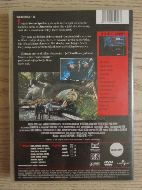 JURSKÝ PARK: ZTRACENÝ SVĚT, S. SPIELBERG, DVD FILM