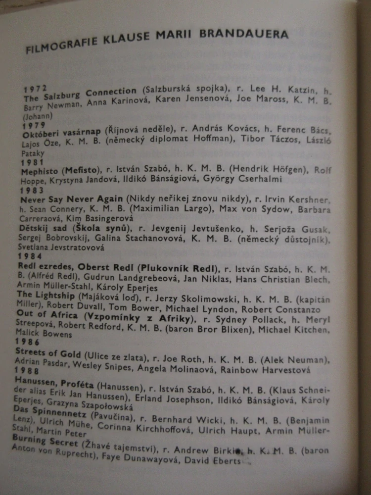 BRANDAUER KLAUS MARIA, FILMOVÝ SEŠIT, **an