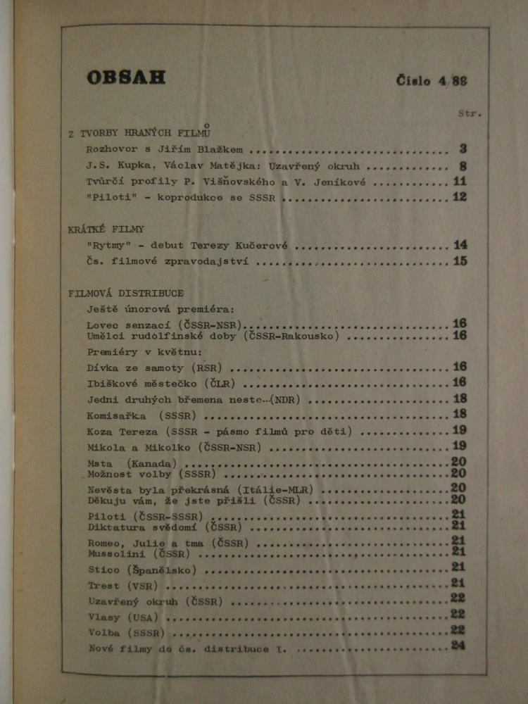 ZPRAVODAJ ČESKOSLOVENSKÉHO FILMU, Č. 4/1989, **an