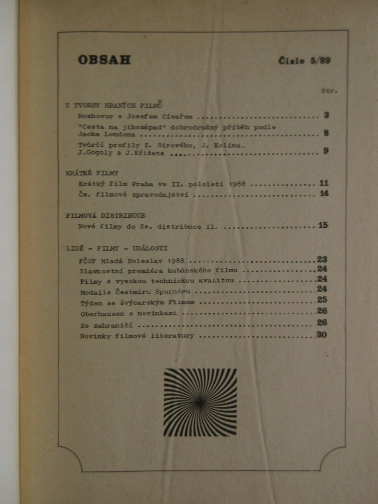 ZPRAVODAJ ČESKOSLOVENSKÉHO FILMU, Č. 5/1989, **an