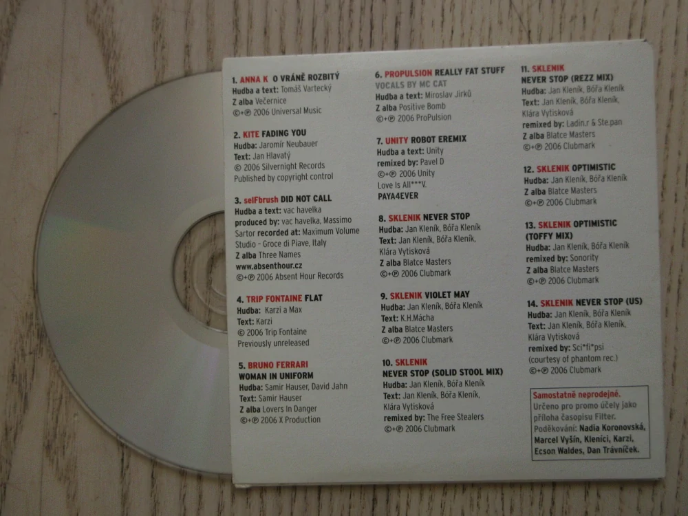 PLAYLIST, 12/2006. ANNA K., FERRARI, SKLENIK, AJ. CD HUDBA