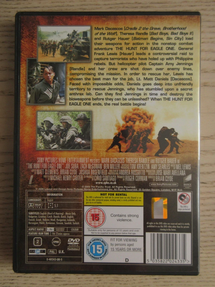 HON NA ORLA, R.HAUER, GB OBAL, ČESKÉ TITULKY, DVD FILM