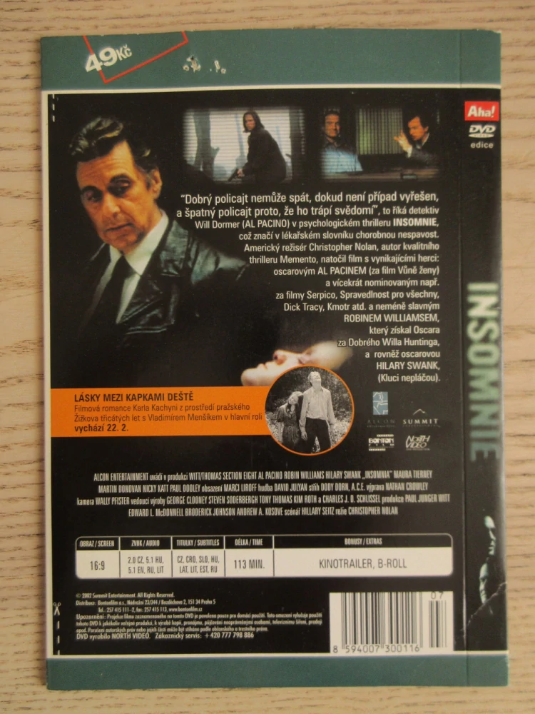 INSOMNIE, AL PACINO, R. WILLIAMS, H. SWANK, DVD FILM