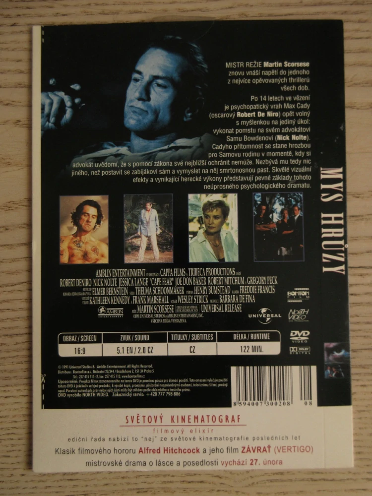 MYS HRŮZY, R. DENIRO, N. NOLTE, J. LANGE, DVD FILM