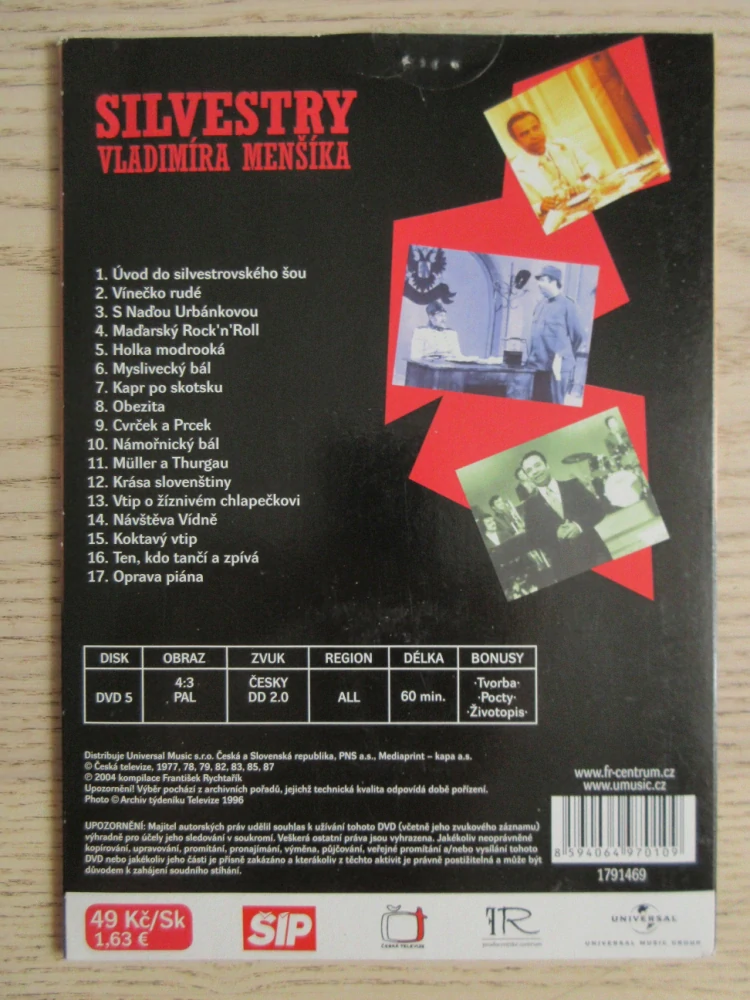 SILVESTRY VLADIMÍRA MENŠÍKA, DVD FILM