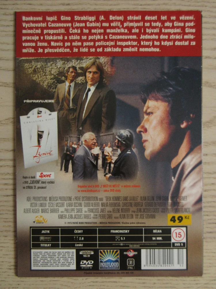 DVA MUŽI VE MĚSTĚ, A. DELON, J. GABIN, DVD FILM