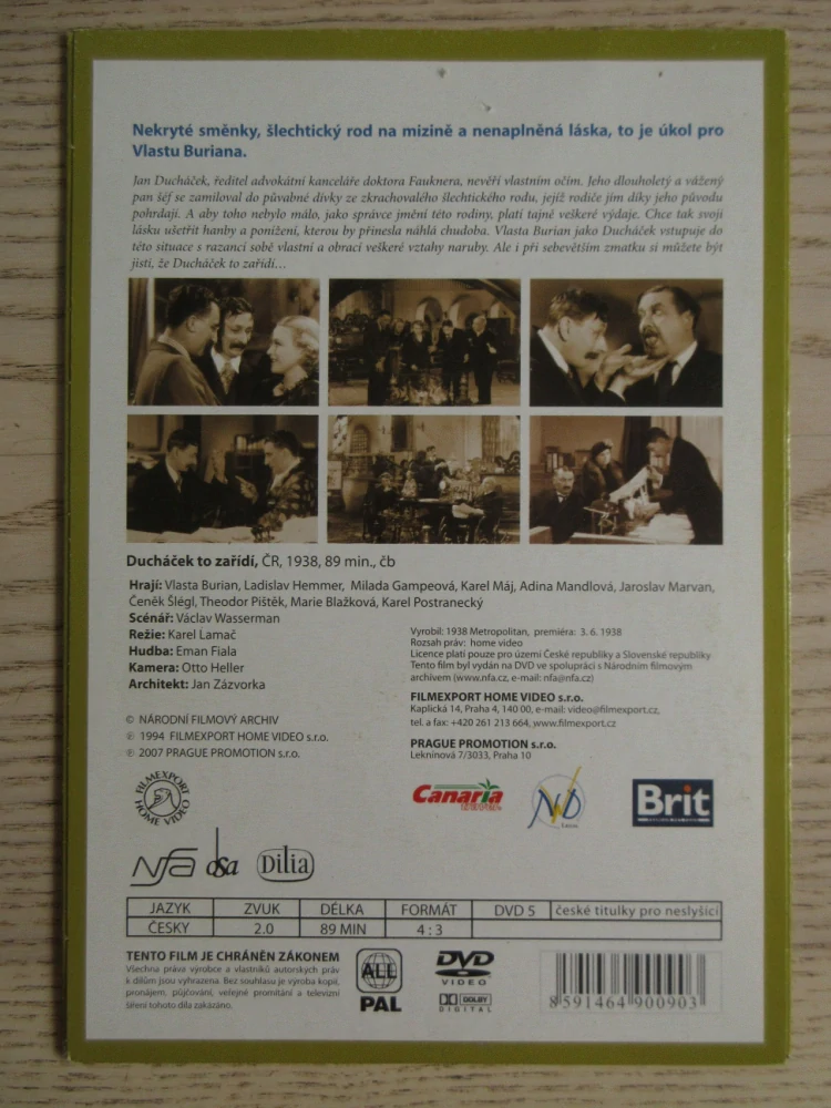 DUCHÁČEK TO ZAŘÍDÍ, V. BURIAN, DVD FILM ČR