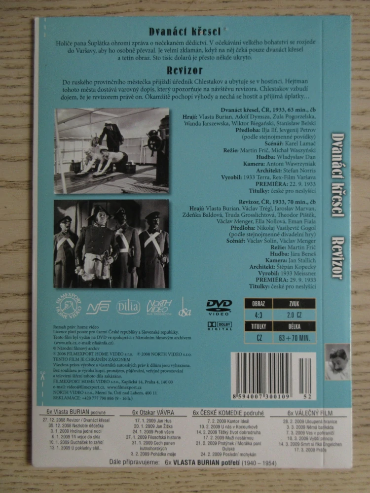 REVIZOR, DVANÁCT KŘESEL, DVD FILM ČR