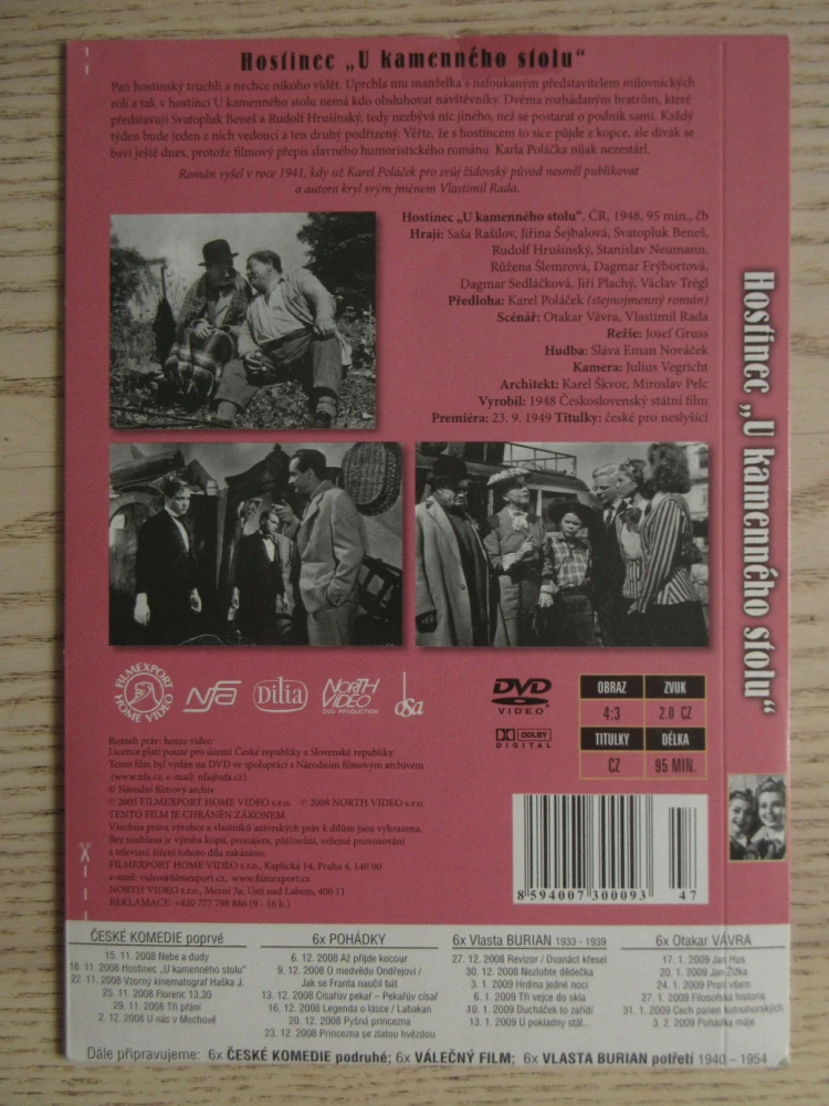HOSTINEC "U KAMENNÉHO STOLU", S. RAŠILOV, R. HRUŠÍNSKÝ, DVD FILM ČR