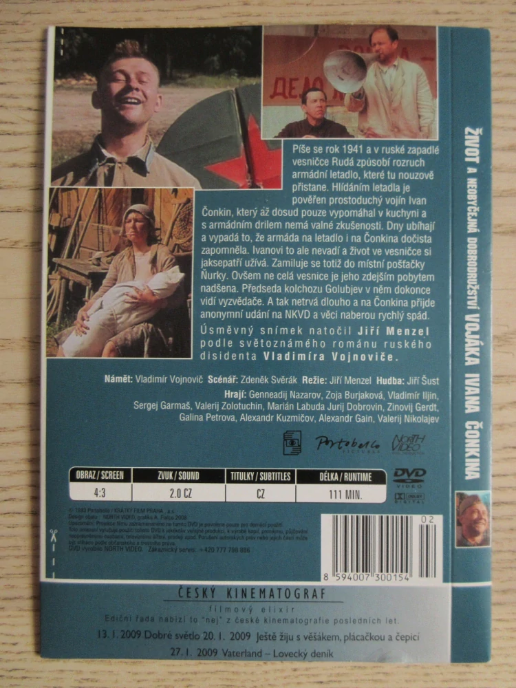 ŽIVOT A NEOBYČEJNÁ DOBRODRUŽSTVÍ VOJÁKA IVANA ČONKINA, R: J. MENZEL, G. NAZAROV, DVD FILM