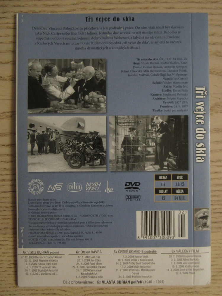 TŘI VEJCE DO SKLA, V. BURIAN, DVD FILM