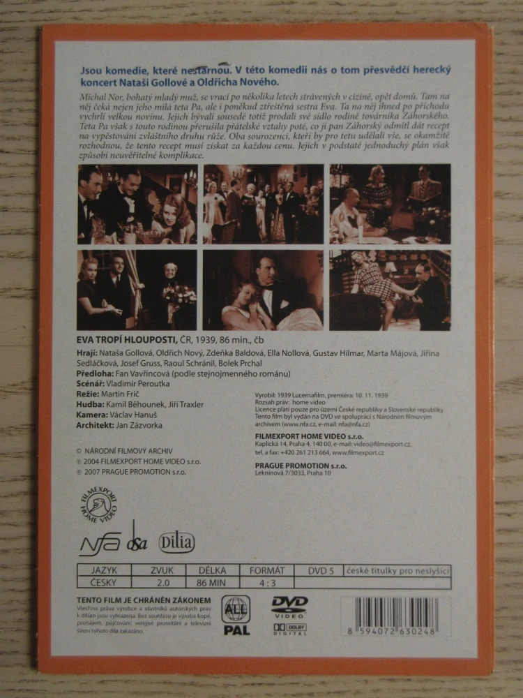 EVA TROPÍ HLOUPOSTI, N. GOLLOVÁ, O. NOVÝ, B. PRCHAL, DVD FILM
