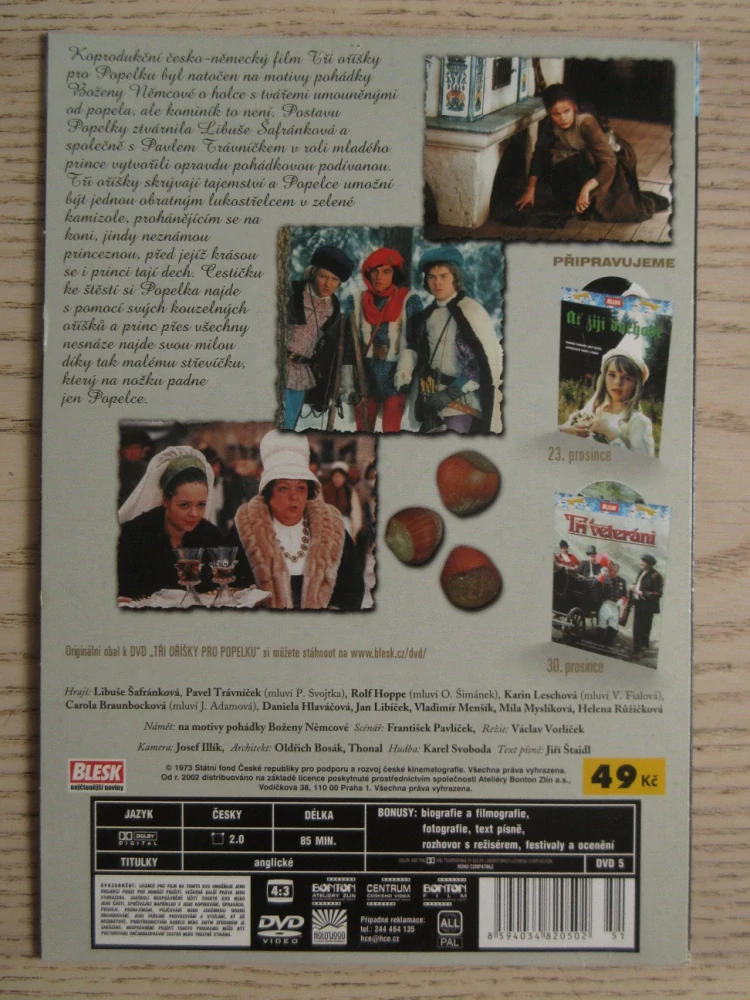 TŘI OŘÍŠKY PRO POPELKU, L. ŠAFRÁNKOVÁ, P. TRÁVNÍČEK, DVD FILM POHÁDKA