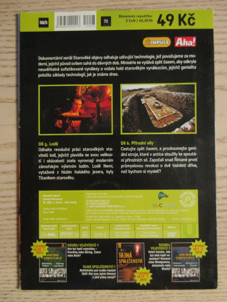 STAROVĚKÉ OBJEVY, 3., DVD FILM DOKUMENT