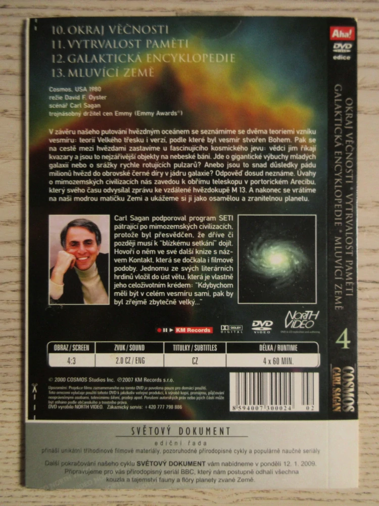 OKRAJ VĚČNOSTI, VYTRVALOST PAMĚTI, GALAKTICKÁ ENCYKLOPEDIE, MLUVÍCÍ ZEMĚ, DISK 4, COSMOS CARL SAGAN, DVD FILM DOKUMENT