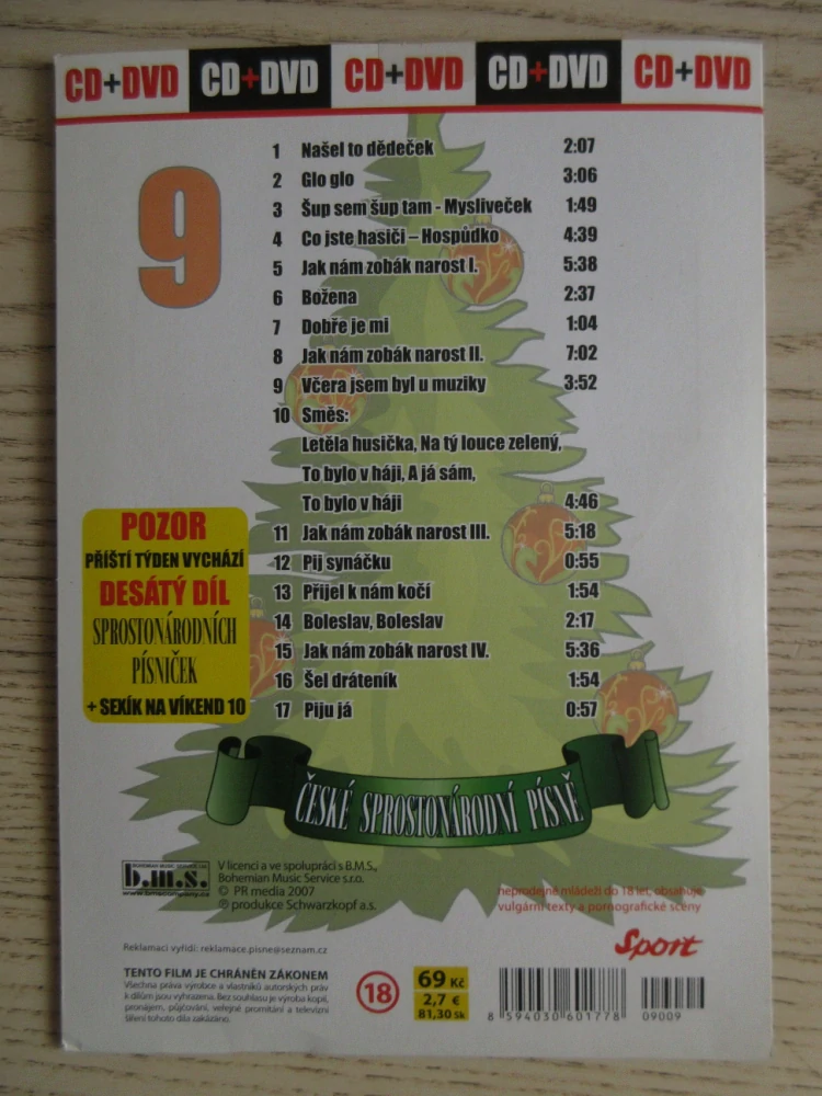 ČESKÉ SPROSTONÁRODNÍ PÍSNĚ 9 A SEXÍK NA VÍKEND 9, CD + DVD FILM EROTIKA