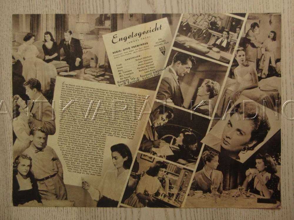 ANGEL FACE, R. MITCHUM, J. SIMMONS, M. FREEMAN, BIO PROGRAM Č. 2143