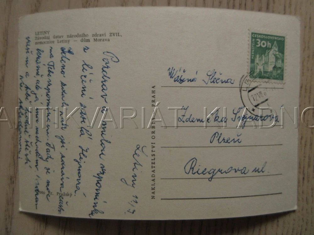 LETINY, NEMOCNICE, DŮM MORAVA, OKRES PLZEŇ, POHLEDNICE 736A