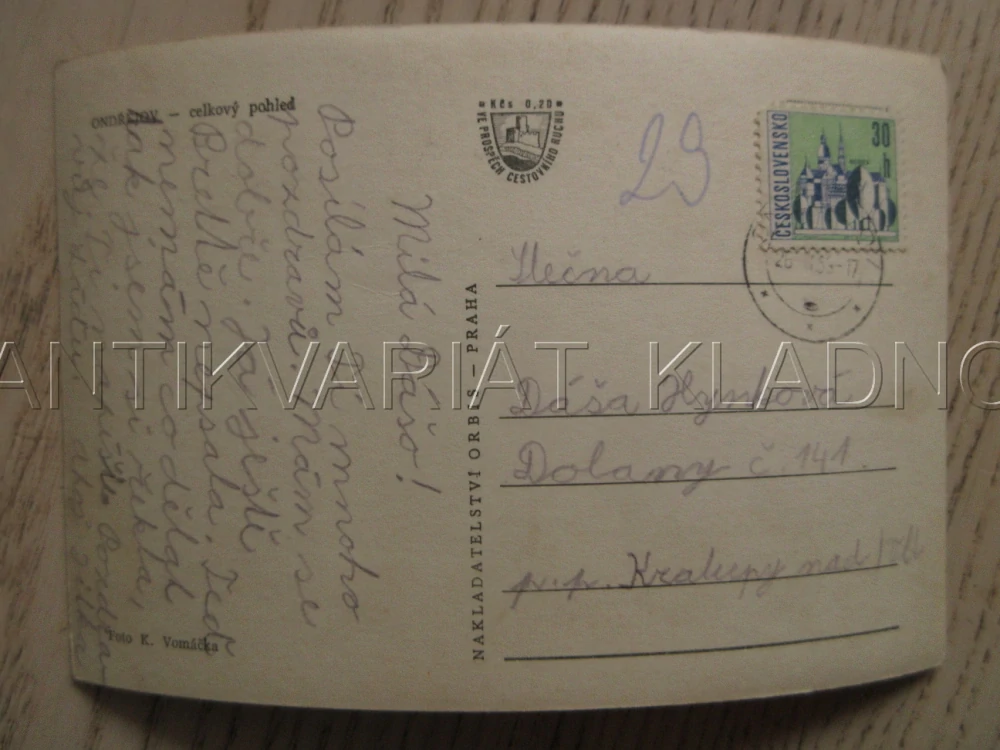 ONDŘEJOV, CELKOVÝ POHLED, VESNICE, POLE, OKRES PRAHA-VÝCHOD, POHLEDNICE 742
