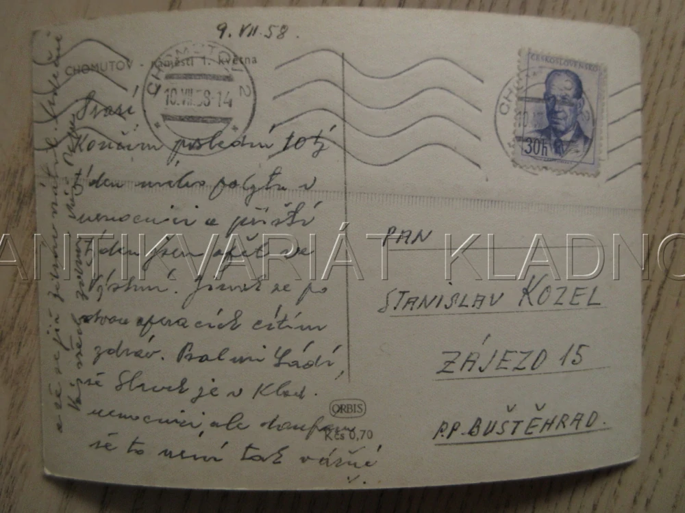 CHOMUTOV, NÁMĚSTÍ 1. KVĚTNA, KOSTEL SV. KATEŘINY, MĚSTSKÁ VĚŽ, OKRES CHOMUTOV, POHLEDNICE 745