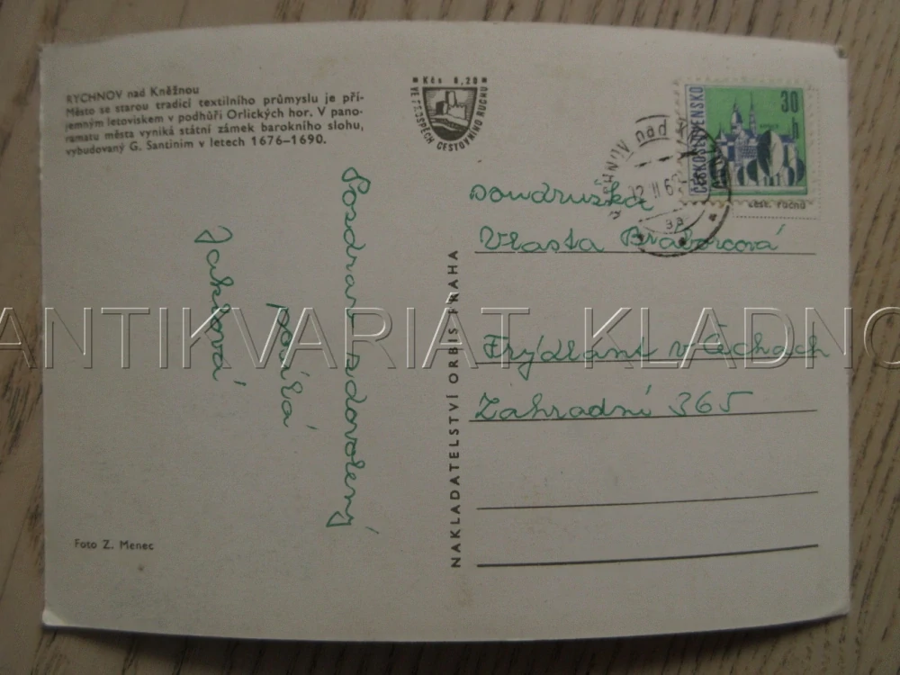 ZÁMEK RYCHNOV NAD KNĚŽNOU, CELKOVÝ POHLED, KOSTEL, OKRES RYCHNOV NAD KNĚŽNOU, POHLEDNICE 765