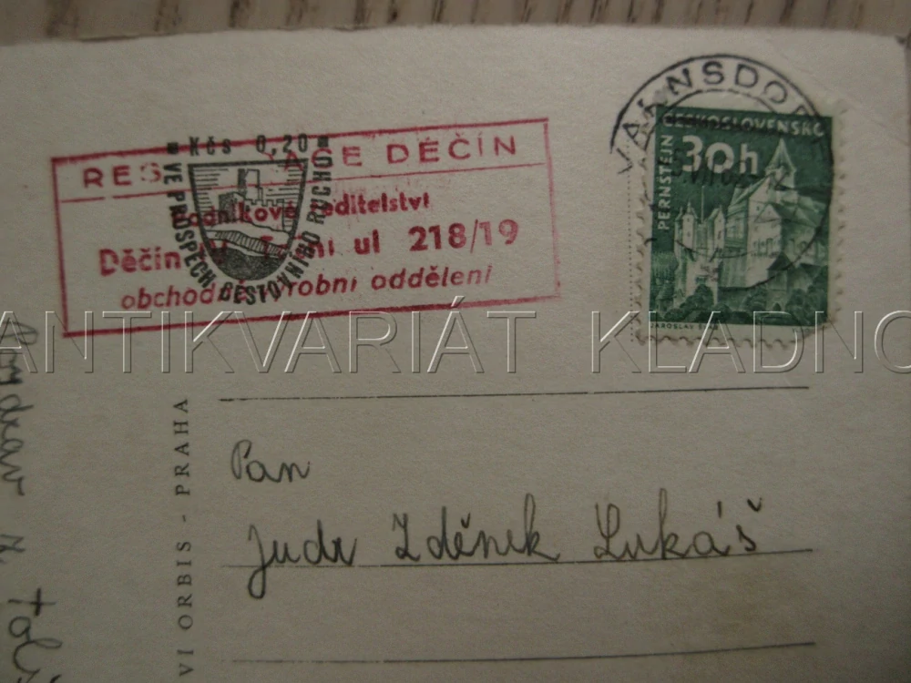 JIŘETÍN POD JEDLOVOU, CELKOVÝ POHLED NA OBEC, HRAD TOLŠTÝN, OKRES DĚČÍN, POHLEDNICE 776