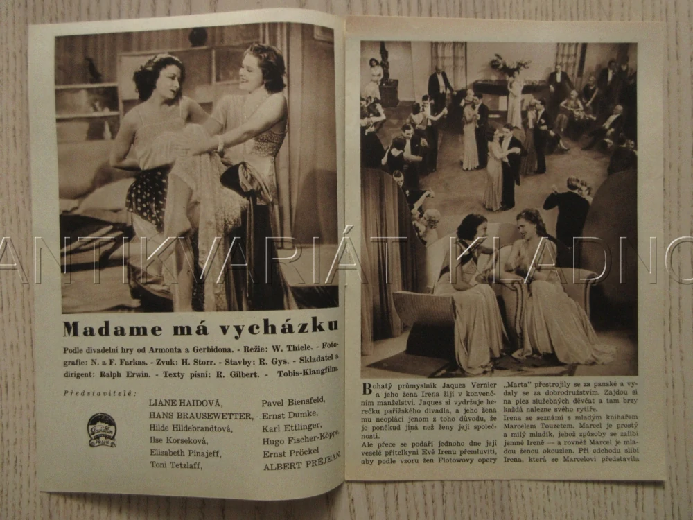 MADAME MÁ VYCHÁZKU, R: W. THIELE, L. HAIDOVÁ, H. BRAUSEWETTER, H. HILDEBRANDTOVÁ, BIO PROGRAM ZŠ Č. 57, 1932