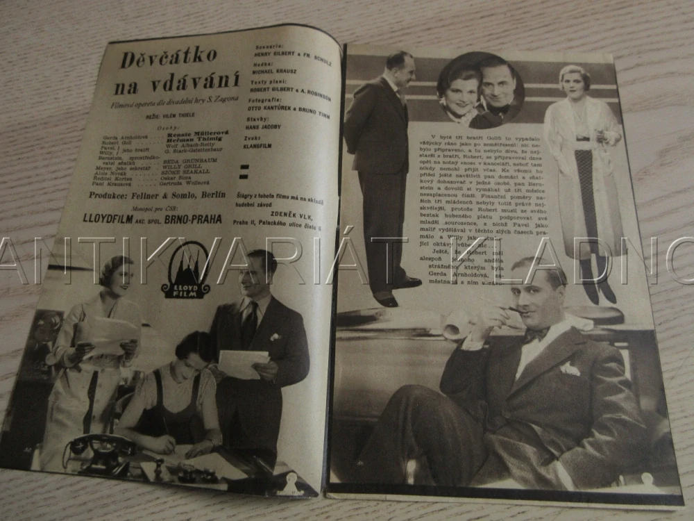 DĚVČÁTKO NA VDÁVÁNÍ, R: V. THIELE, R. MÜLLEROVÁ, H. THIMIG, W. GRILL, BIO PROGRAM ZŠ Č. 80, 1932