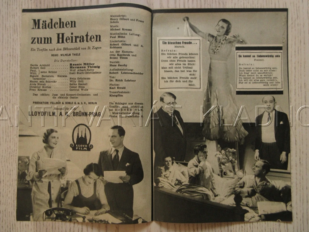 DĚVČÁTKO NA VDÁVÁNÍ, R: V. THIELE, R. MÜLLEROVÁ, H. THIMIG, W. GRILL, NĚMECKY, BIO PROGRAM ZŠ Č. 80, 1932
