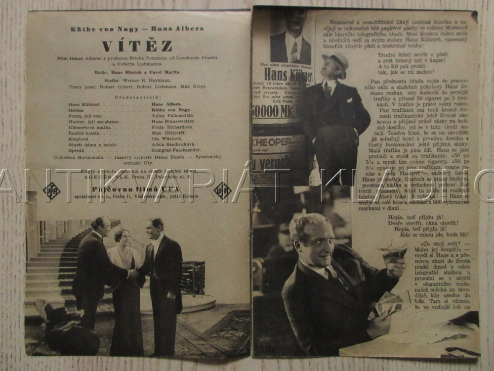 VÍTĚZ, H. ALBERS, K. V. NAGY, J. FALKENSTEIN, BIO PROGRAM ZŠ Č. 86, 1932