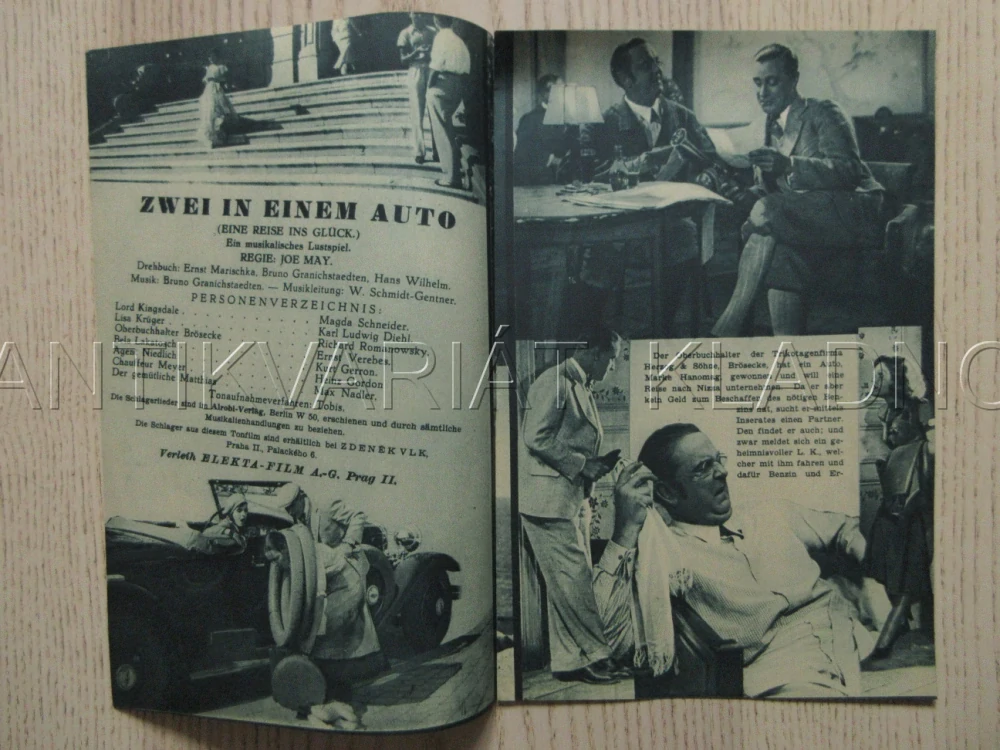 AUTO JENOM PRO DVA, R: J. MAY, M. SCHNEIDROVÁ, K. L. DIEHL, R. ROMANOVSKY, NĚMECKY, BIO PROGRAM ZŠ Č. 91, 1932
