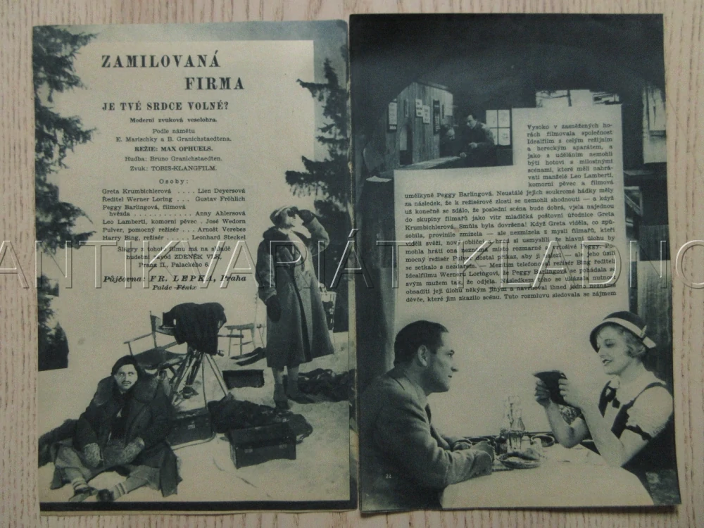 ZAMILOVANÁ FIRMA, JE TVÉ SRDCE VOLNÉ?, R: M. OPHUELS, L. DEYERSOVÁ, G. FRÖHLICH, BIO PROGRAM ZŠ Č. 93, 1932