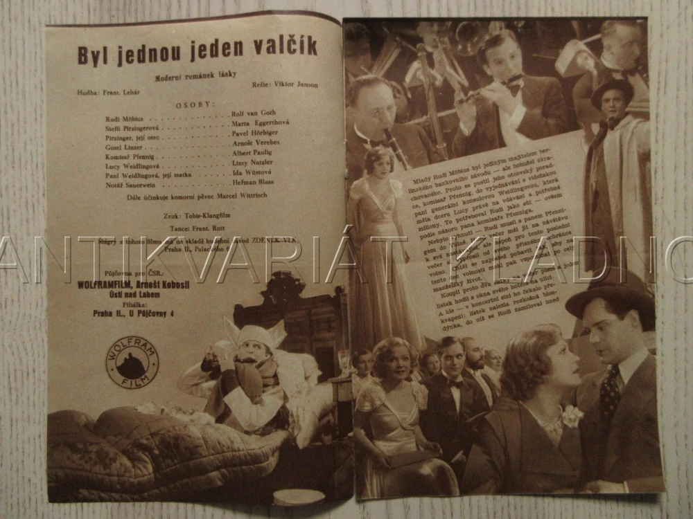 BYL JEDNOU JEDEN VALČÍK, R: V. JANSON, M. EGGERTHOVÁ, H. BLASS, P. HORBIGER, BIO PROGRAM ZŠ Č. 94, 1932