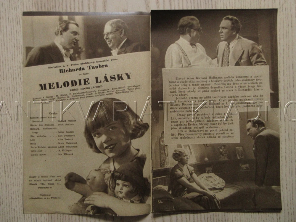 MELODIE LÁSKY, R: G. JACOBY, R. TAUBER, L. DEYERSOVÁ, A. WOHLBRÜCK, BIO PROGRAM ZŠ Č. 97, 1932