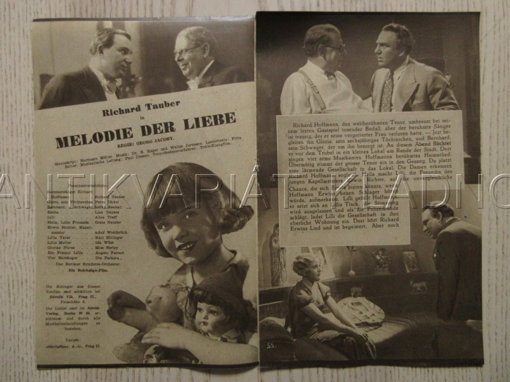 MELODIE LÁSKY, R: G. JACOBY, R. TAUBER, L. DEYERSOVÁ, A. WOHLBRÜCK, NĚMECKY, BIO PROGRAM ZŠ Č. 97, 1932