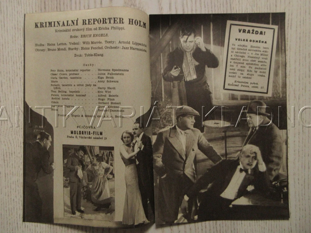 KRIMINÁLNÍ REPORTER HOLM, R: E. ENGELS, H. SPEELMANNS, J. FALKENSTEIN, E. BRINK, BIO PROGRAM ZŠ Č. 108, 1932