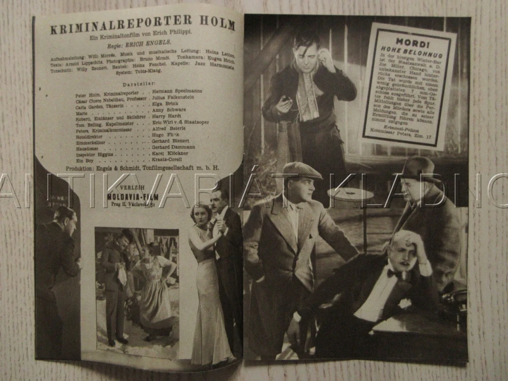 KRIMINÁLNÍ REPORTER HOLM, R: E. ENGELS, H. SPEELMANNS, J. FALKENSTEIN, E. BRINK, NĚMECKY, BIO PROGRAM ZŠ Č. 108, 1932