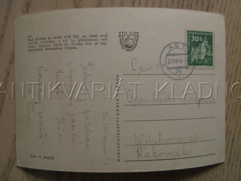 AŠ, VRCH HÁJ, OKRES CHEB, POHLEDNICE 822
