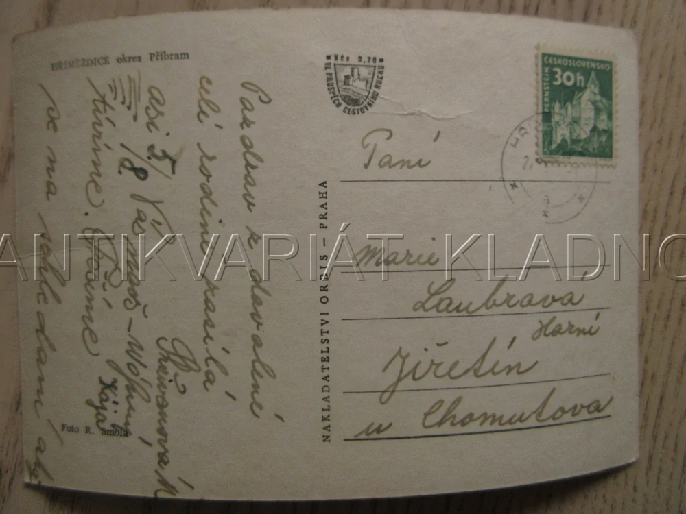 HŘÍMĚŽDICE, POHLED NA OBEC, OKRES PŘÍBRAM, POHLEDNICE 825