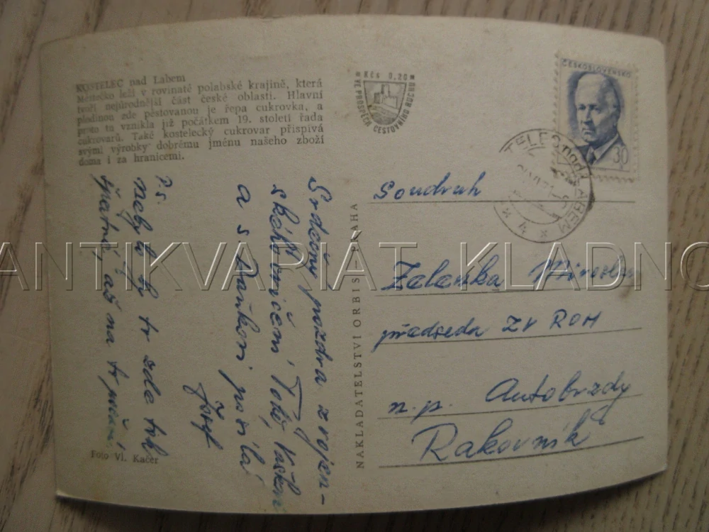 KOSTELEC NAD LABEM, OKRES MĚLNÍK, POHLEDNICE 827