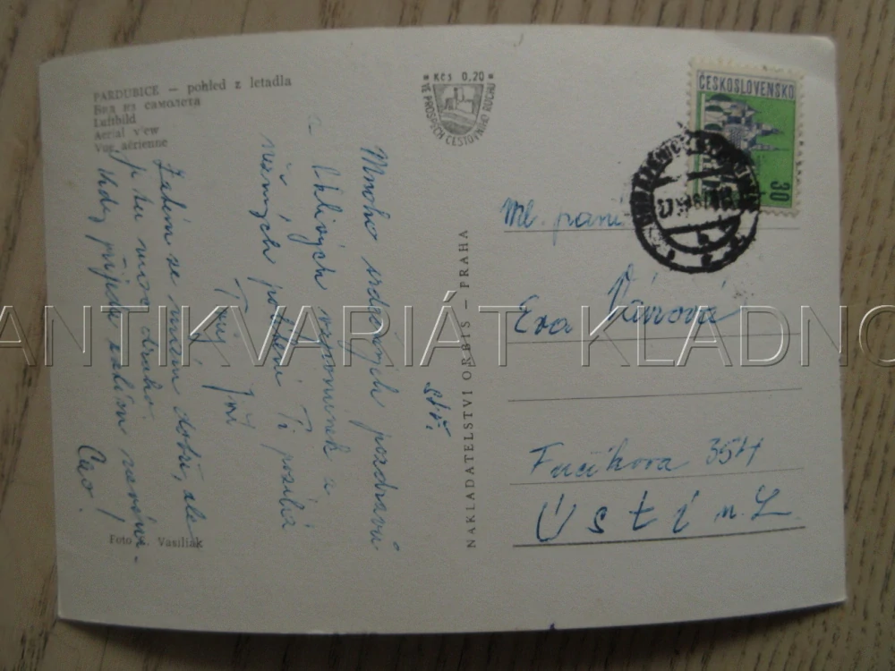 PARDUBICE, POHLED Z LETADLA, ZÁMEK, NÁMĚSTÍ, OKRES PARDUBICE, POHLEDNICE 846