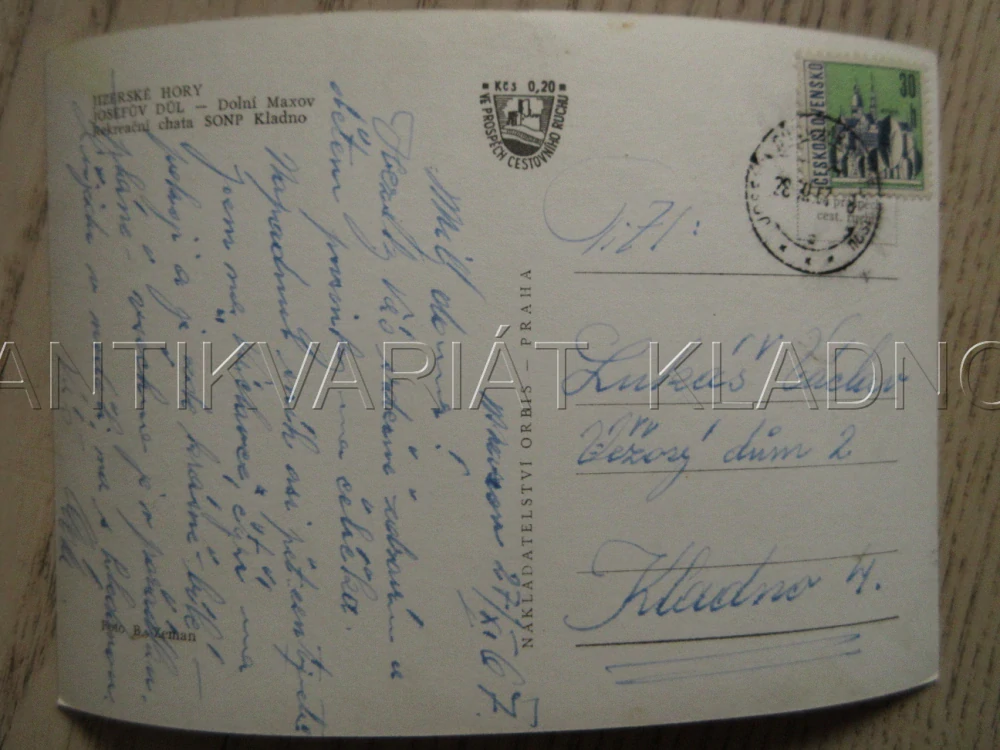 JIZERSKÉ HORY, JOSEFŮV DŮL - DOLNÍ MAXOV, REKREAČNÍ CHATA SONP KLADNO, OKRES JABLONEC NAD NISOU, POHLEDNICE 889