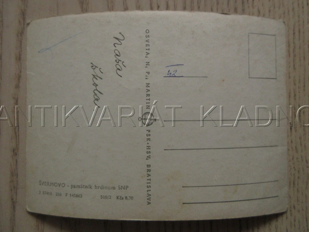 ŠVERMOVO, PAMÁTNÍK HRDINŮM SNP, OKRES BREZNO, SLOVENSKO, POHLEDNICE 931